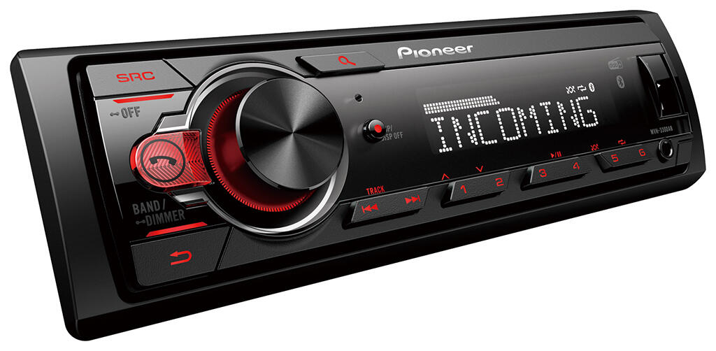 Pioneer MVH330DAB, kort chassis 1-DIN Mecha-less Media radio (uten CD)