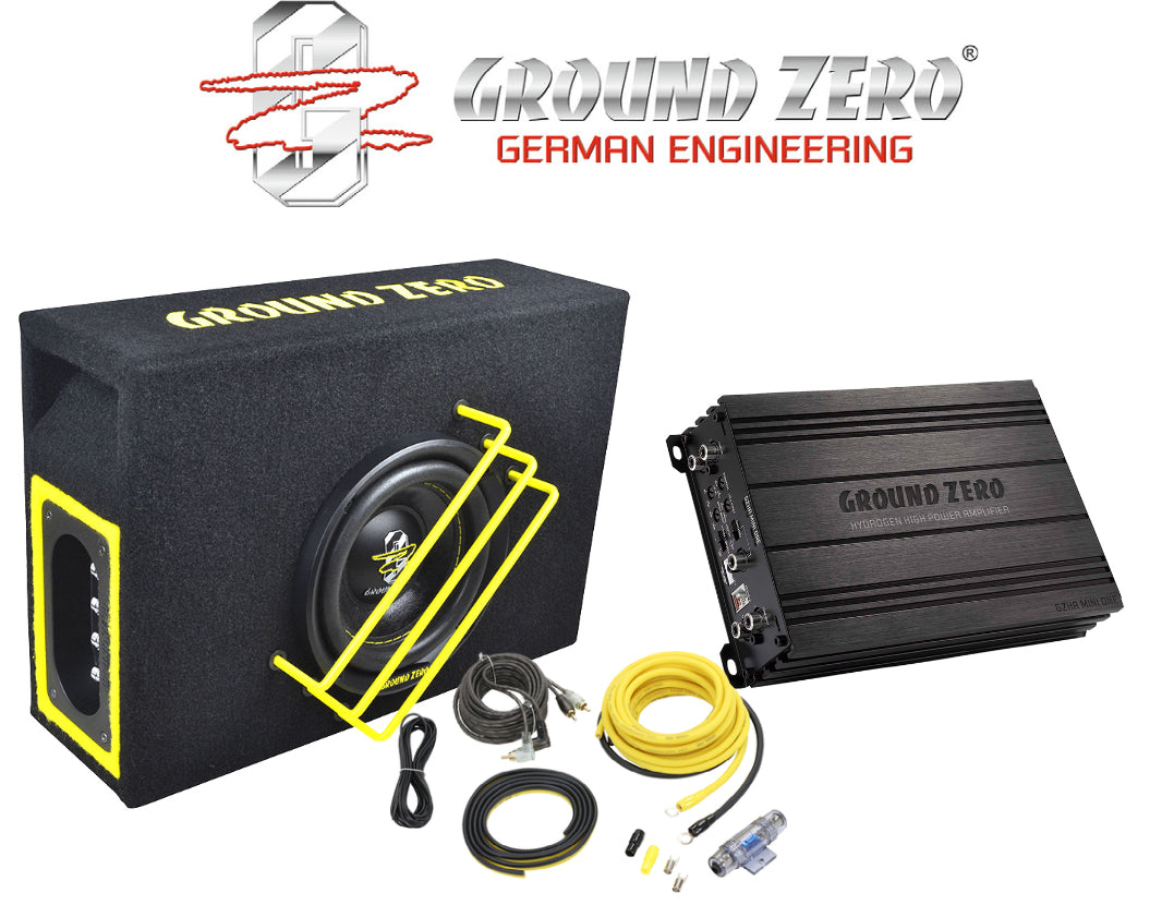 Ground Zero Radioactive SPL MINI Basspakke basskasse + forsterker + kabler