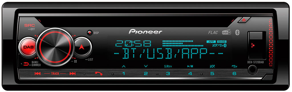Pioneer DEHS720DAB 1-DIN CD-spiller med USB, bluetooth