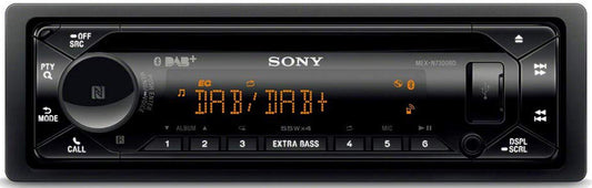 Sony DAB+ CD/RDS, 4 x 55W, MP3/WMA DAB og BT, front AUX og USB, 3 linje ut.