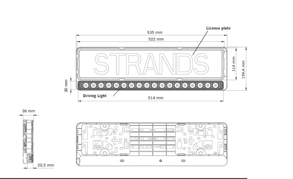 Strands integrert LED-lys i skiltholder! Verdensnyhet! Nuuk E-line 7800 lumen